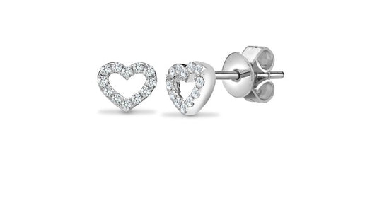 18ct White 0.14ct Diamond Heart Earrings