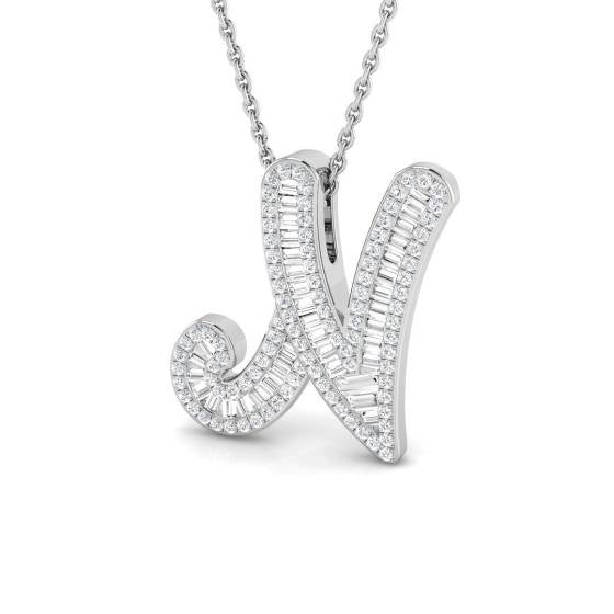 'N' Baguette cut Diamond Initials Pendant