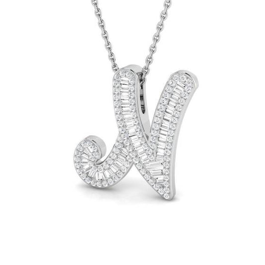 'N' Baguette cut Diamond Initials Pendant