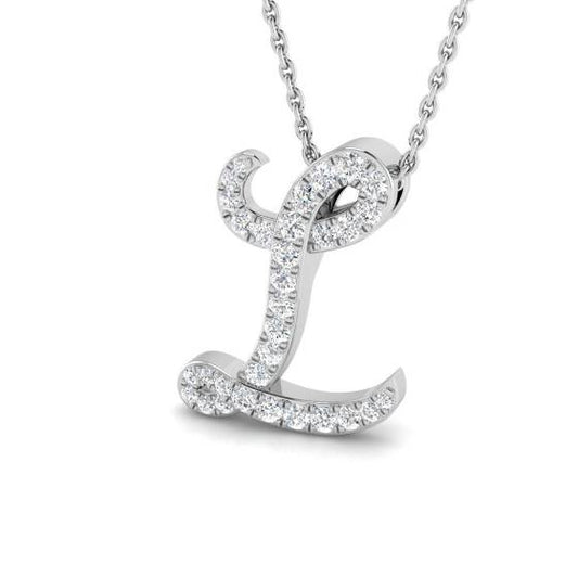 'L' Round Cut Diamond Initials Pendant