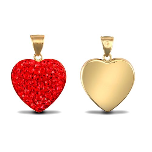 9ct Gold Crystal Red Heart