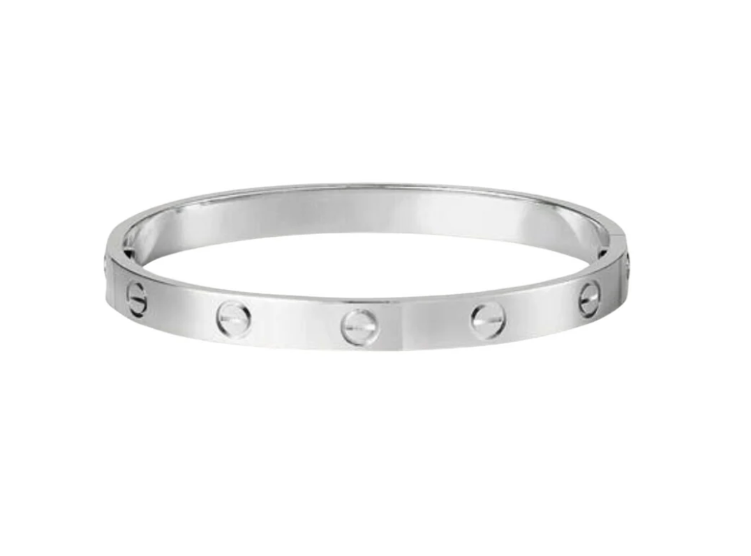 Inspired Thick Screw-Style White Gold Bracelet