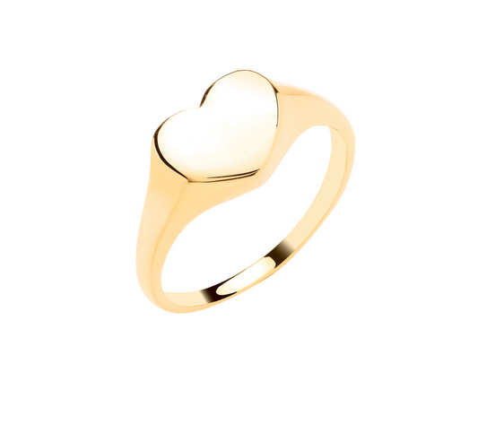 Yellow Gold Heart Signet Ring