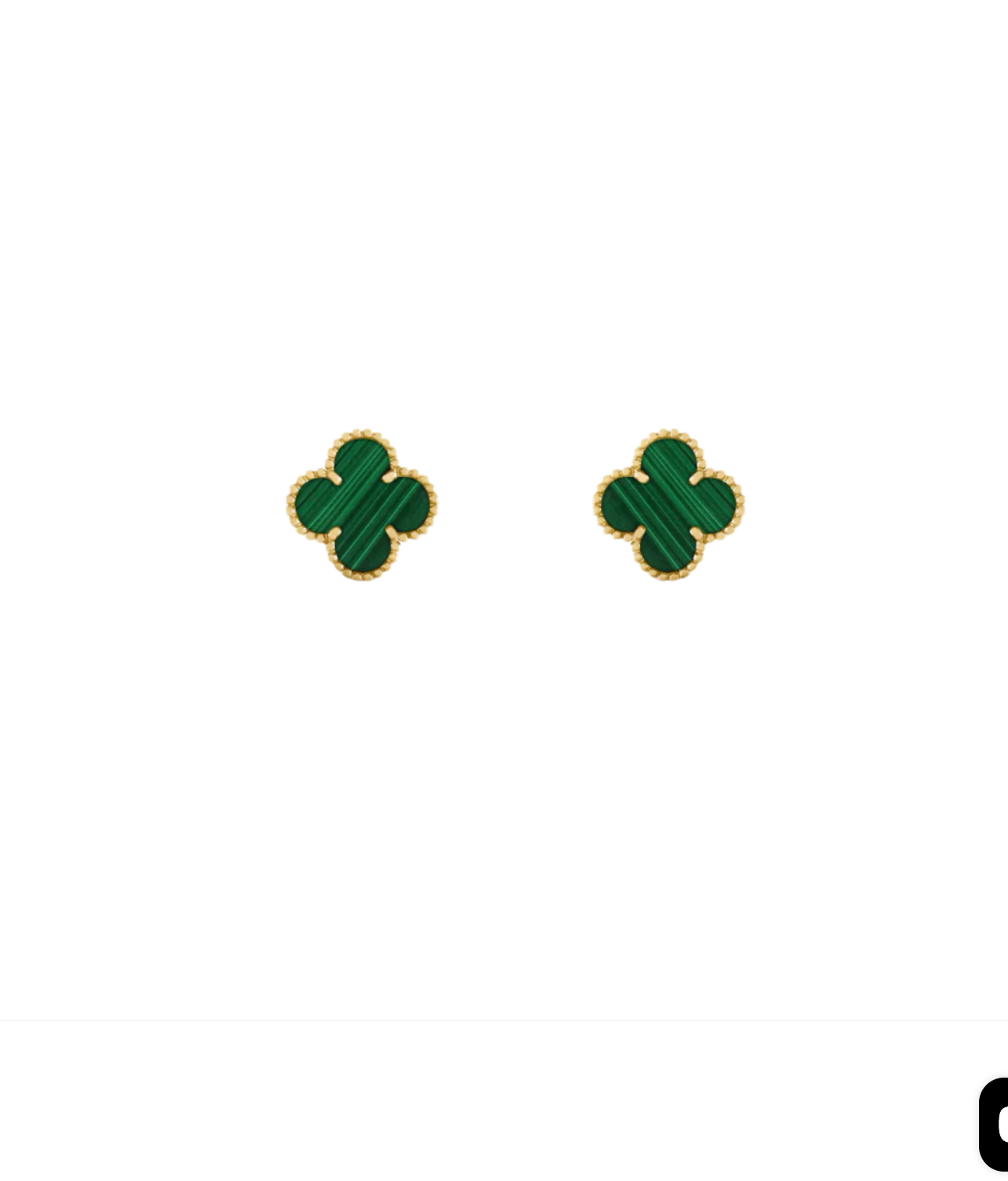 Inspired Clover Mini Earrings Yellow Gold Malachite