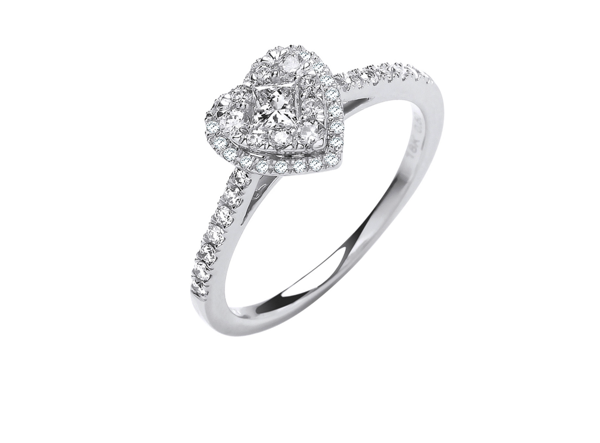 18ct Heart Diamond Dress Ring
