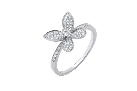 9ct White Gold 0.27ct Butterfly Ring