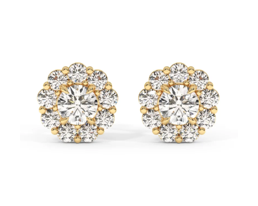 18k Yellow Gold Cluster Earrings