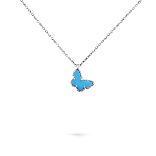 Van Cleef & Arpels 18K White Gold Turquoise Butterfly Pendant