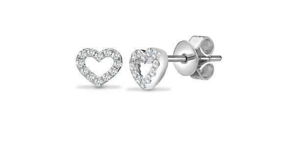 18ct White 0.14ct Diamond Heart Earrings