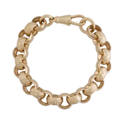 9ct Yellow Gold Belcher Bracelet 9" 13.5mm