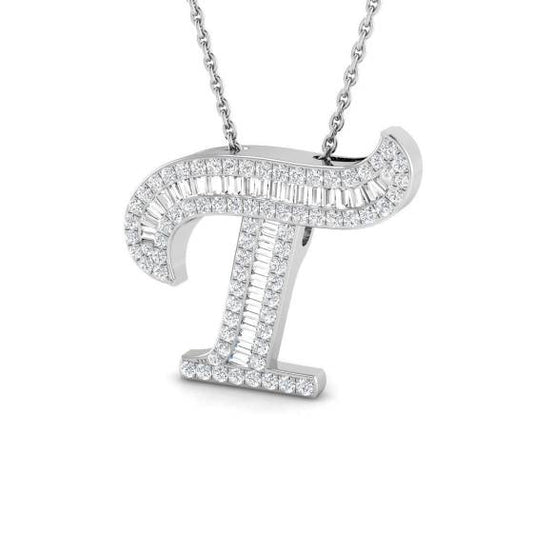 'T' Baguette cut Diamond Initials Pendant