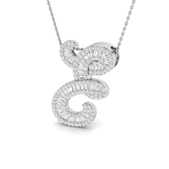 'E' New Style Baguette cut Diamond Initials Pendant (Copy)