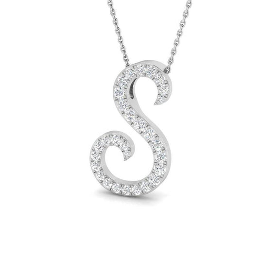 'S' Round cut Diamond Initials Pendant