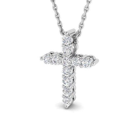 Round cut Diamond Cross Pendant