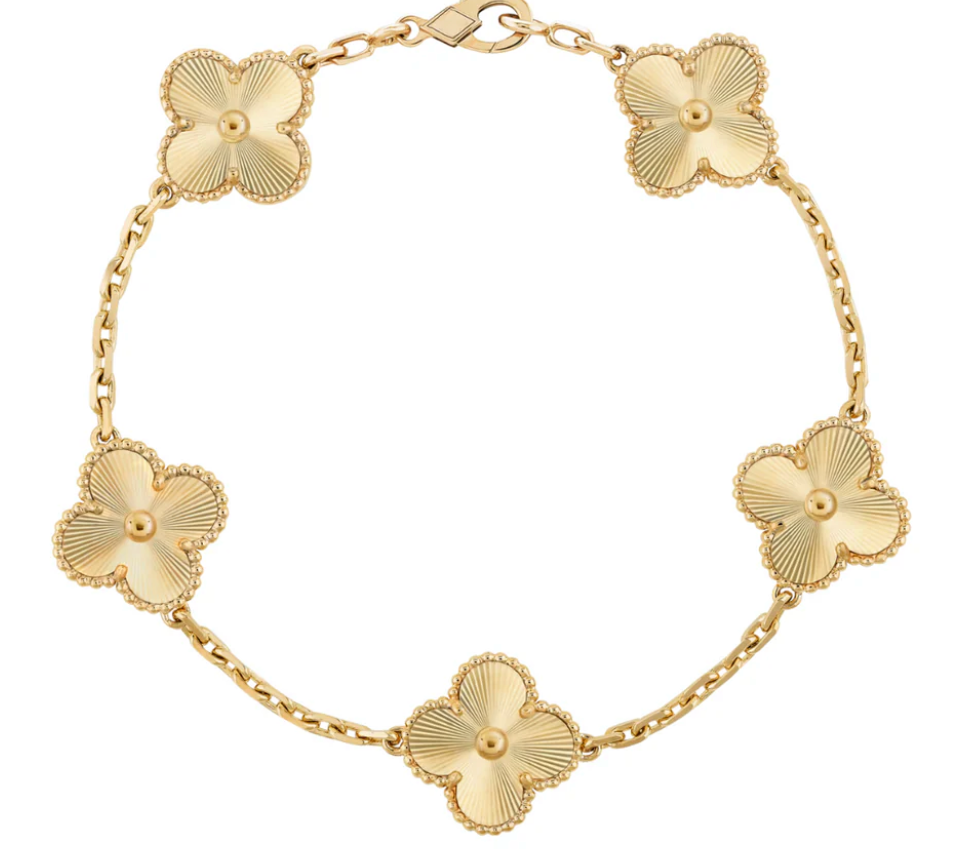 Inspired 5 Clover Bracelet Solid Yellow Gold