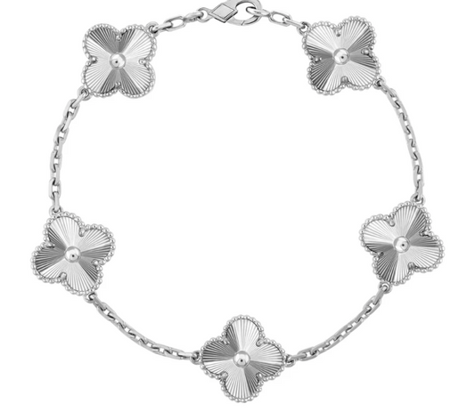 Inspired 5 Clover Bracelet Solid White Gold