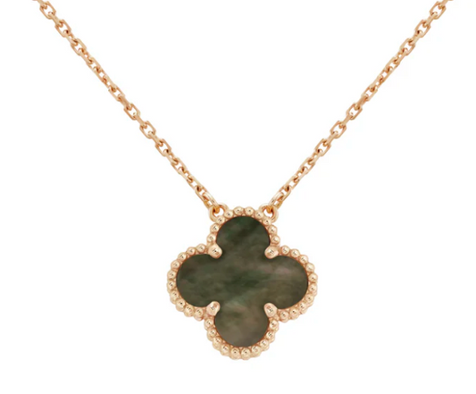 Inspired Single Clover Necklace Rose Gold Tahitian Mother Of Pearl