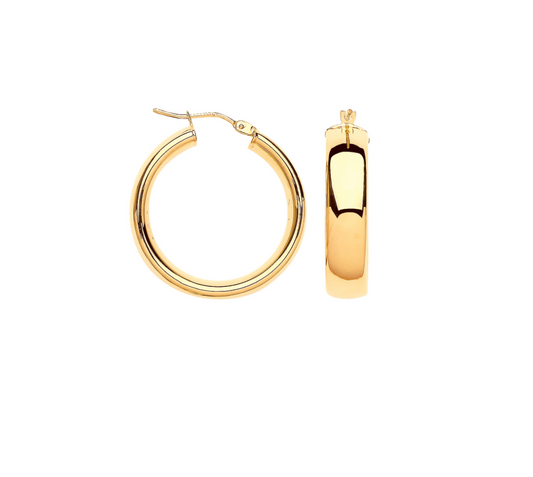 25mm Court Shape Tube Hoop Earrings