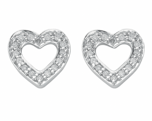 18ct White Gold 0.18ct Diamond Heart Stud Earrings