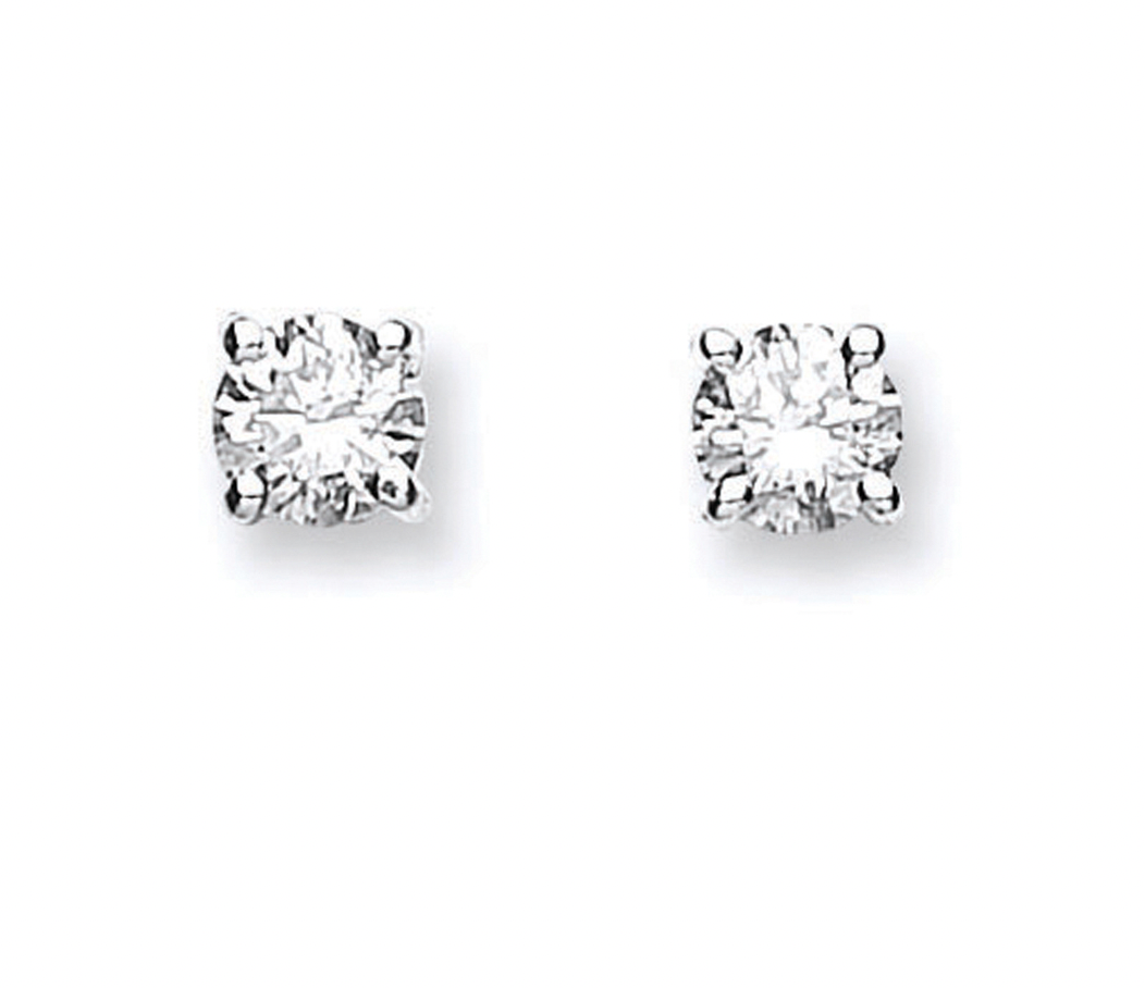 18ct White Gold 0.50ct Claw Set Diamond Stud Earrings