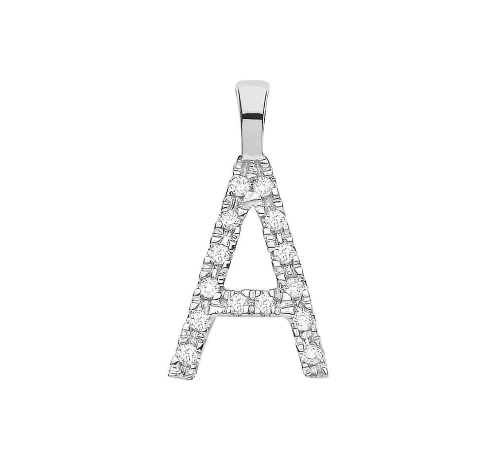 White Gold 0.05ct Diamond 'A' Initial Pendant