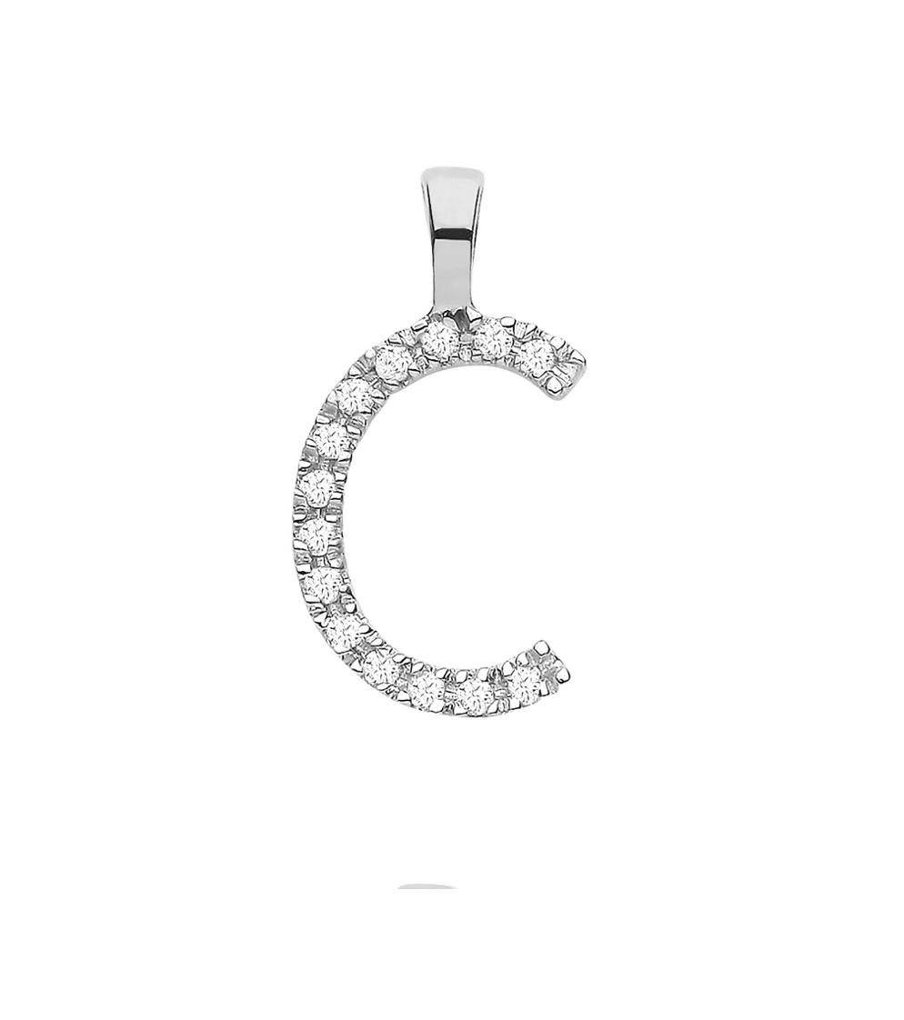 White Gold 0.05ct Diamond 'C' Initial Pendant