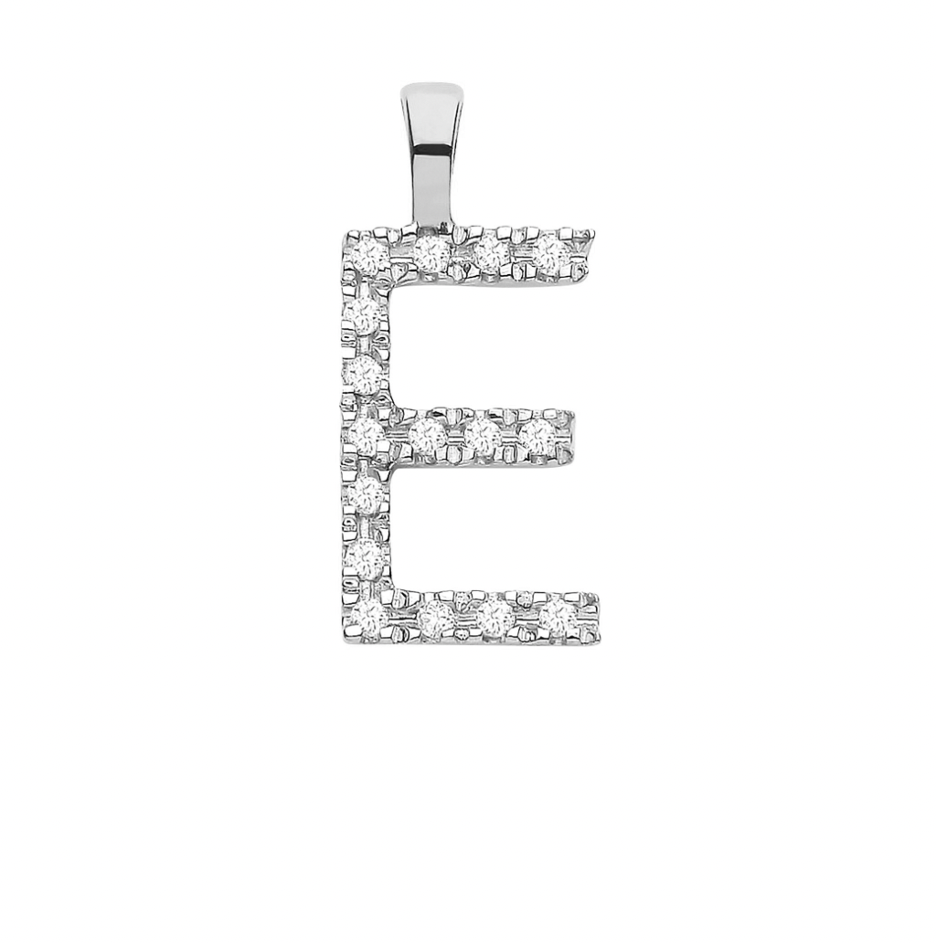 White Gold 0.05ct Diamond 'E' Initial Pendant