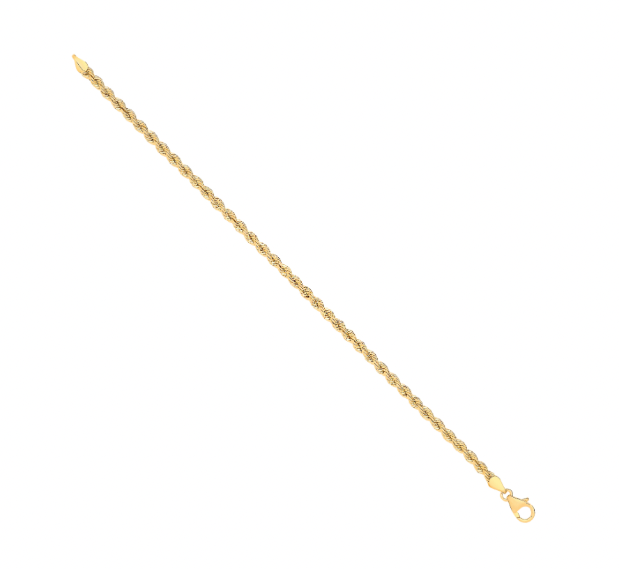 14ct Yellow Gold Hollow Rope 3.3mm Chain