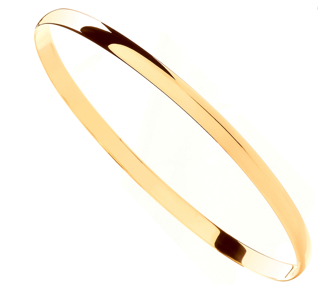 9ct Yellow Gold 4mm Plain D-Shape Ladies Bangle