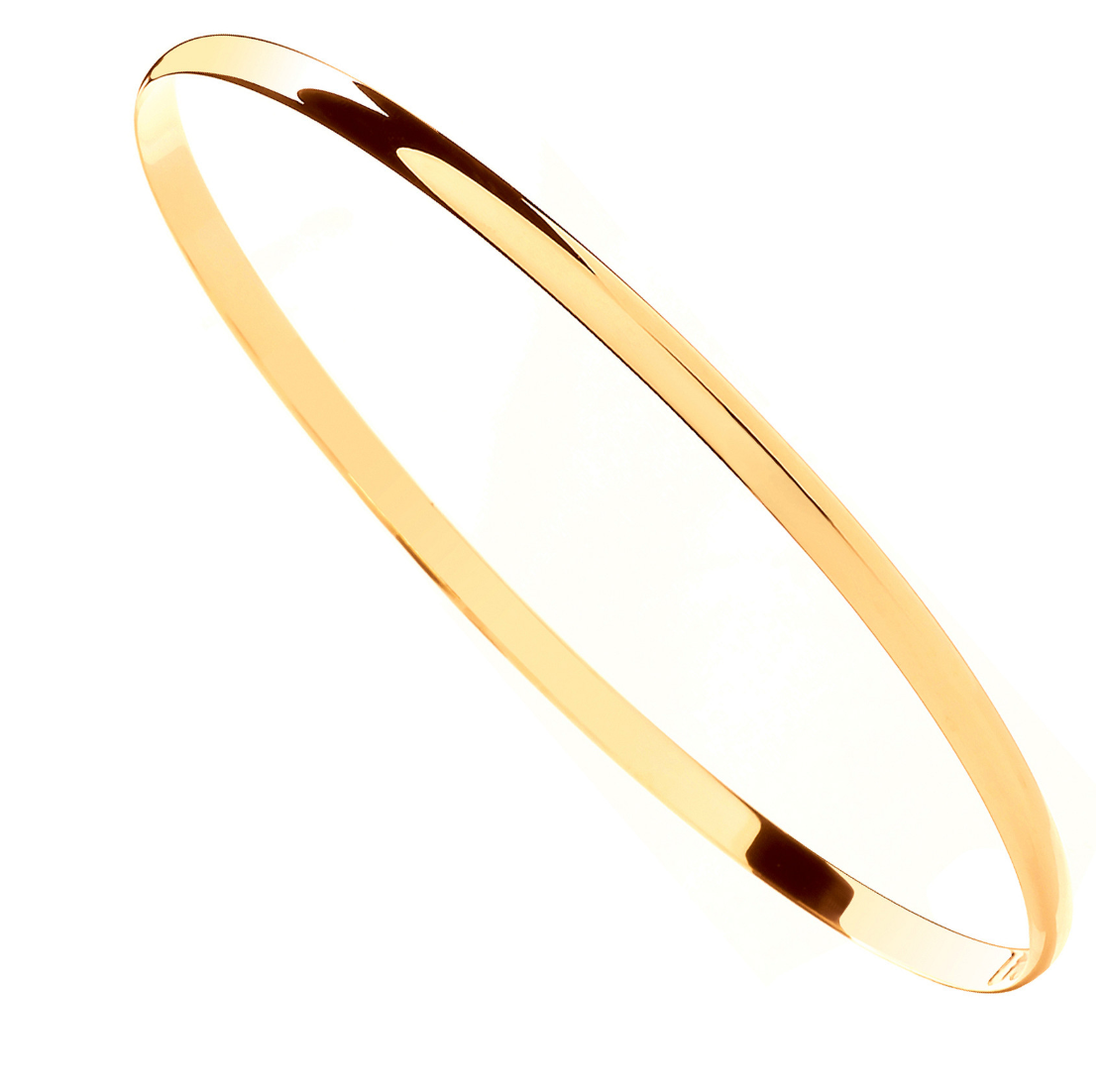 9ct Yellow Gold 3mm Plain D-Shape Ladies Bangle