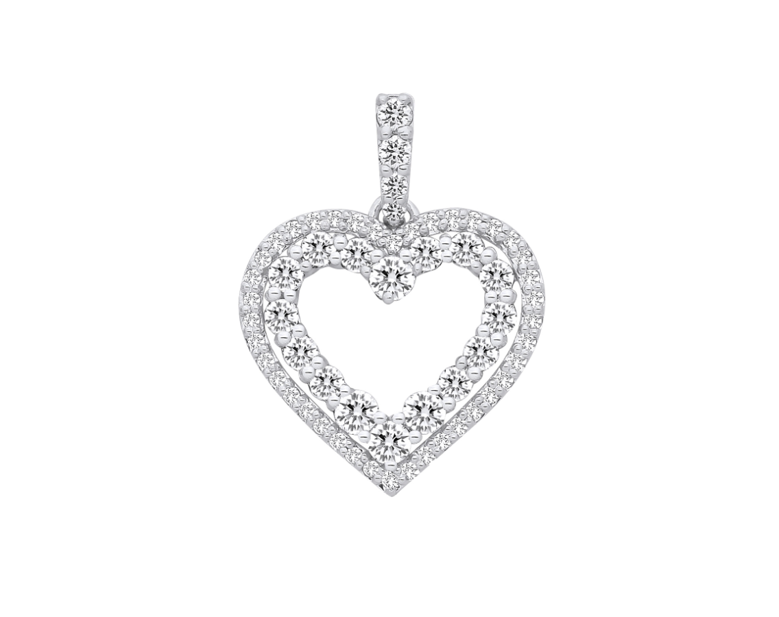 9ct White Gold 0.50ctw Heart Pendant