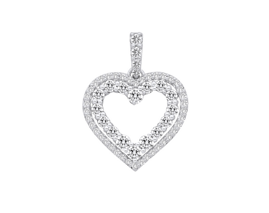 9ct White Gold 0.50ctw Heart Pendant