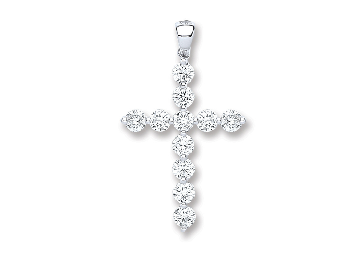 18ct White Gold 0.70ct Diamond Cross Pendant