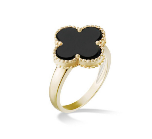 Inspired Clover 9K Ring Onyx