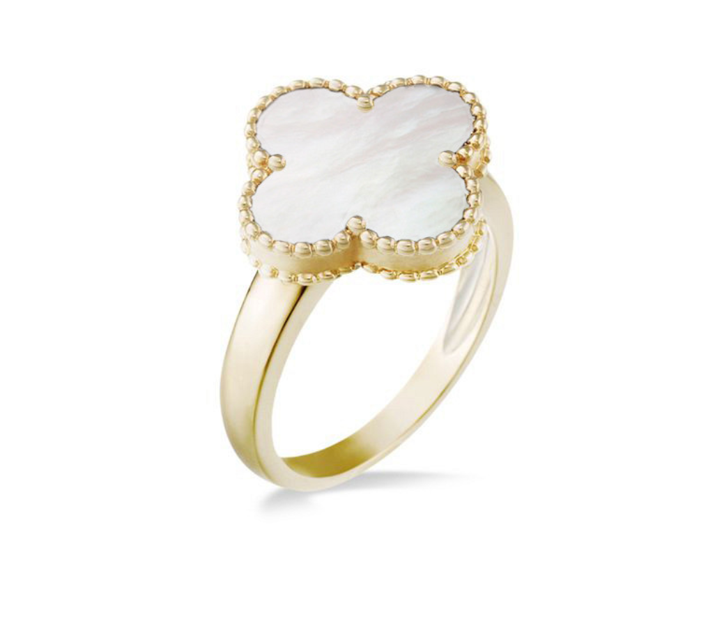 Inspired Clover 9K Ring Mother Of Pearl