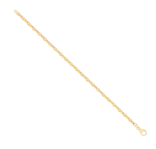 14ct Y/G Hollow Oval Puff Marine 3.6mm Chain