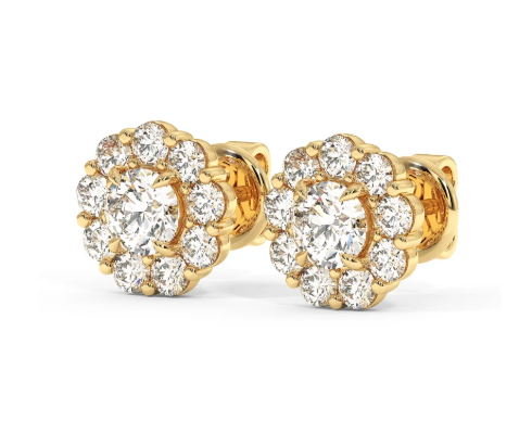 18k Yellow Gold Cluster Earrings