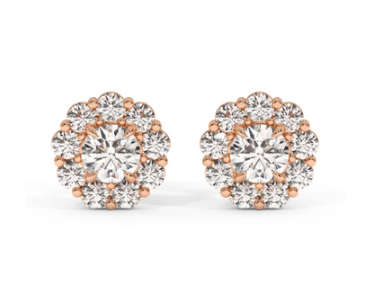 18k Rose Gold Cluster Earrings