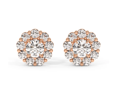 18k Rose Gold Cluster Earrings