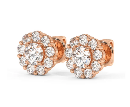 18k Rose Gold Cluster Earrings