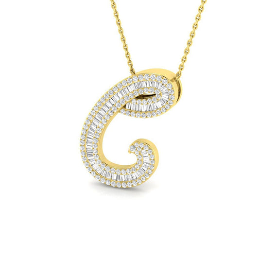 0.74ct SI2/G Baguette Diamond Initials Pendant